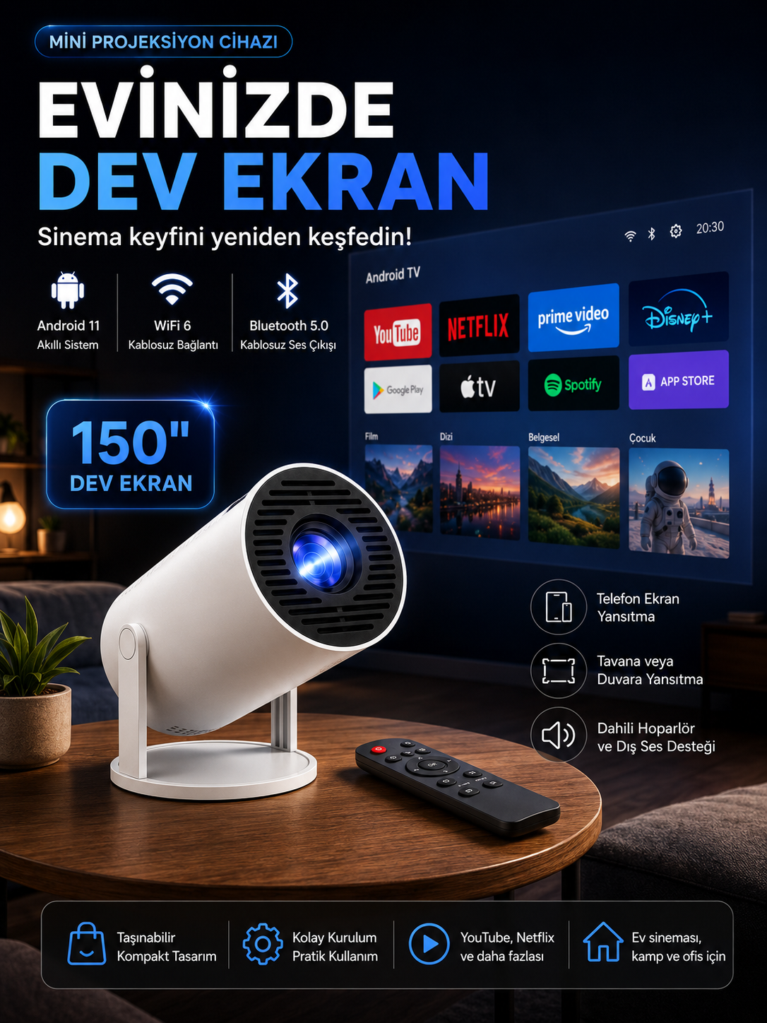 Geliverdi Vision Mini Projeksiyon Cihazı
