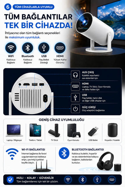 Geliverdi Vision Mini Projeksiyon Cihazı
