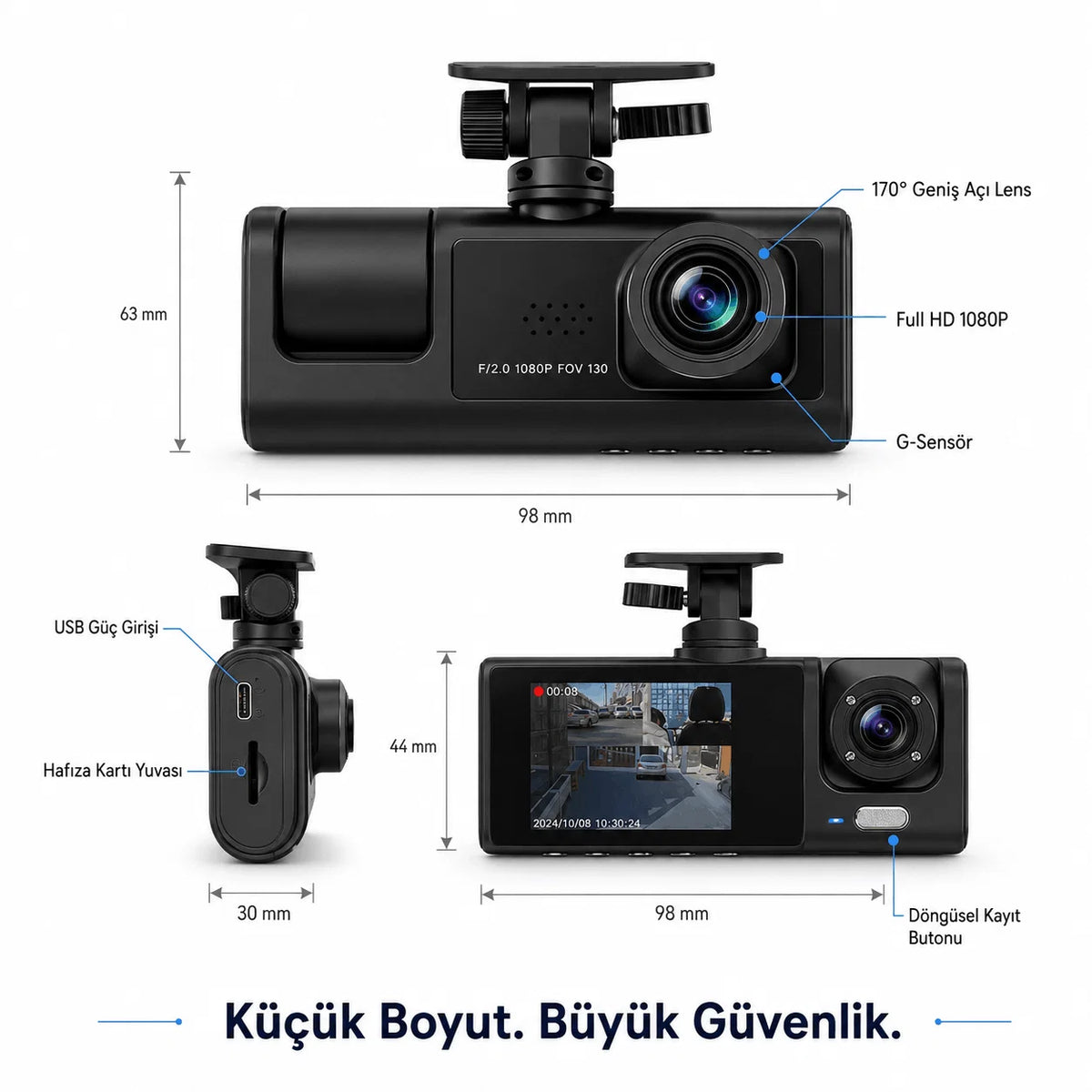 Victus PRO 3 Kameralı 1080 P Ful HD Araç İçi Kamera