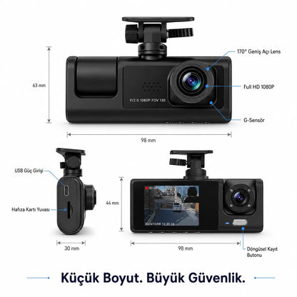 Victus PRO 3 Kameralı 1080 P Ful HD Araç İçi Kamera