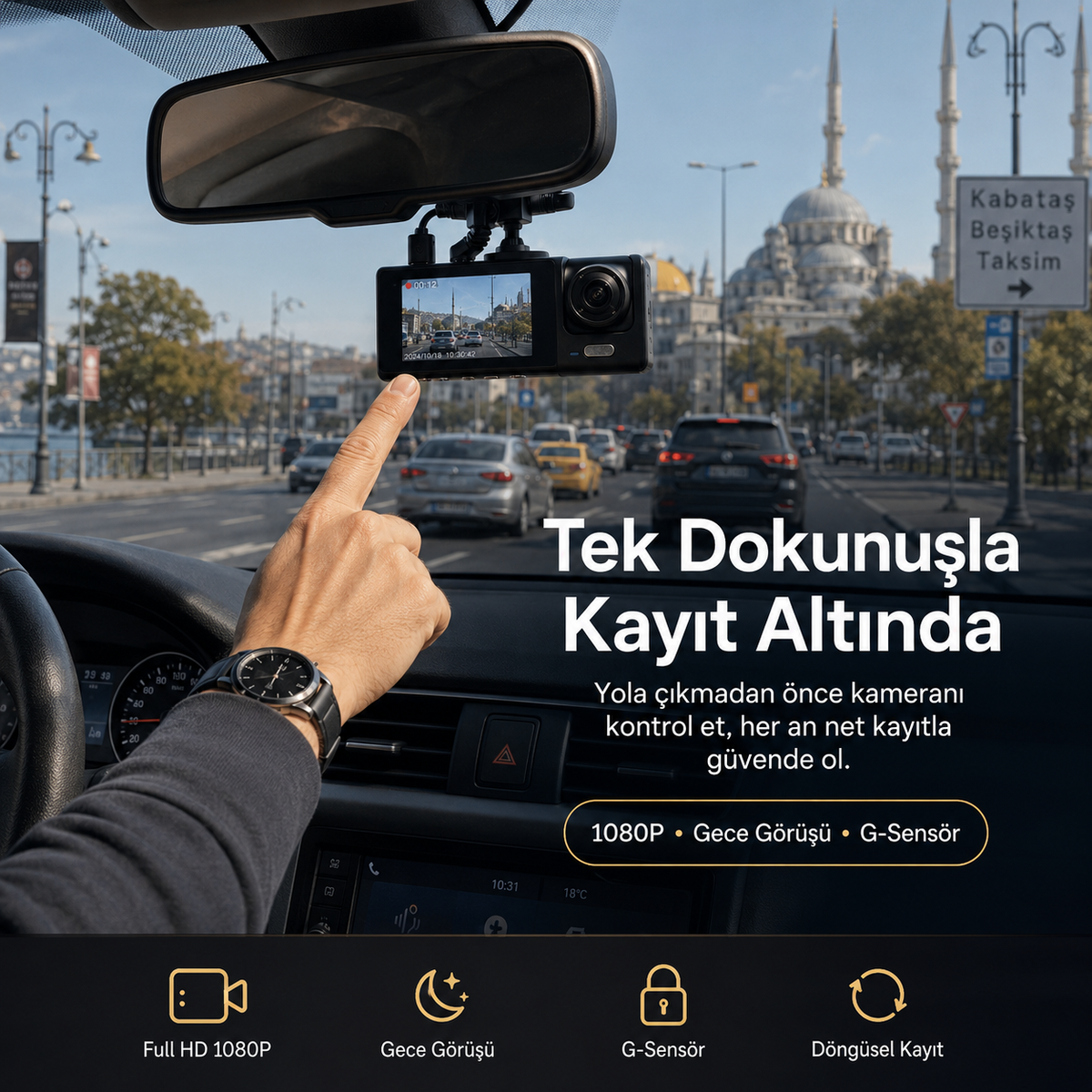 Victus PRO 3 Kameralı 1080 P Ful HD Araç İçi Kamera