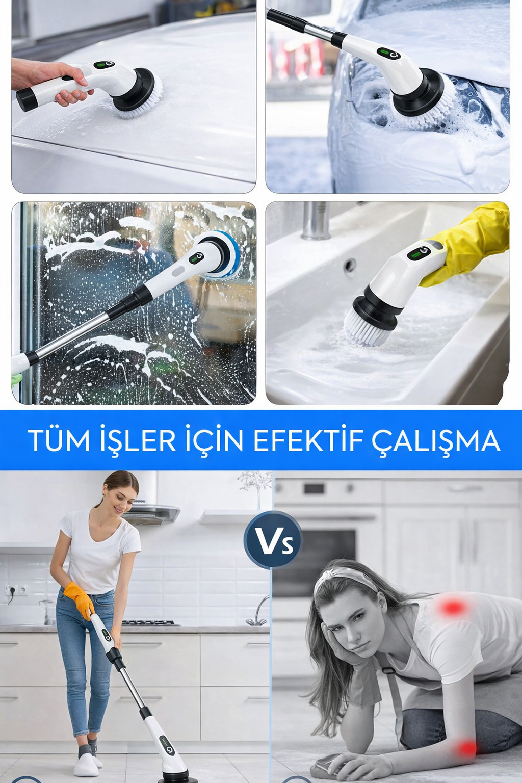 Geliverdi™ Şarjlı 360 Temizleyici - Turbo Dönüş Teknolojisi